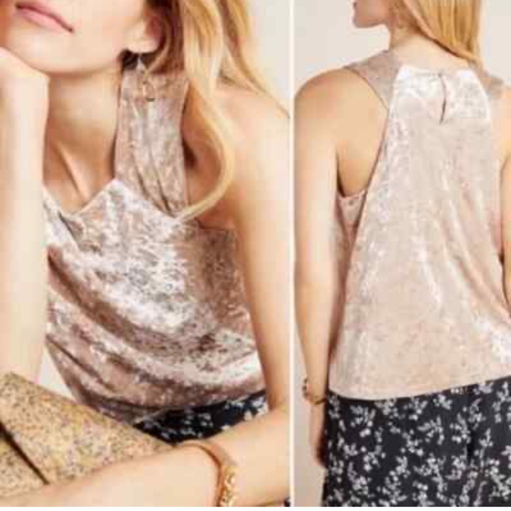 Anthropologie Porridge Top Velvet Sleeveless Gold- Small